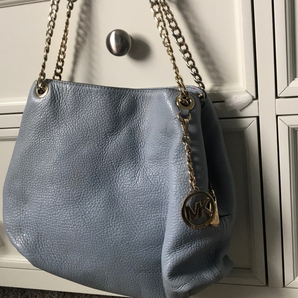 light blue michael kors purse